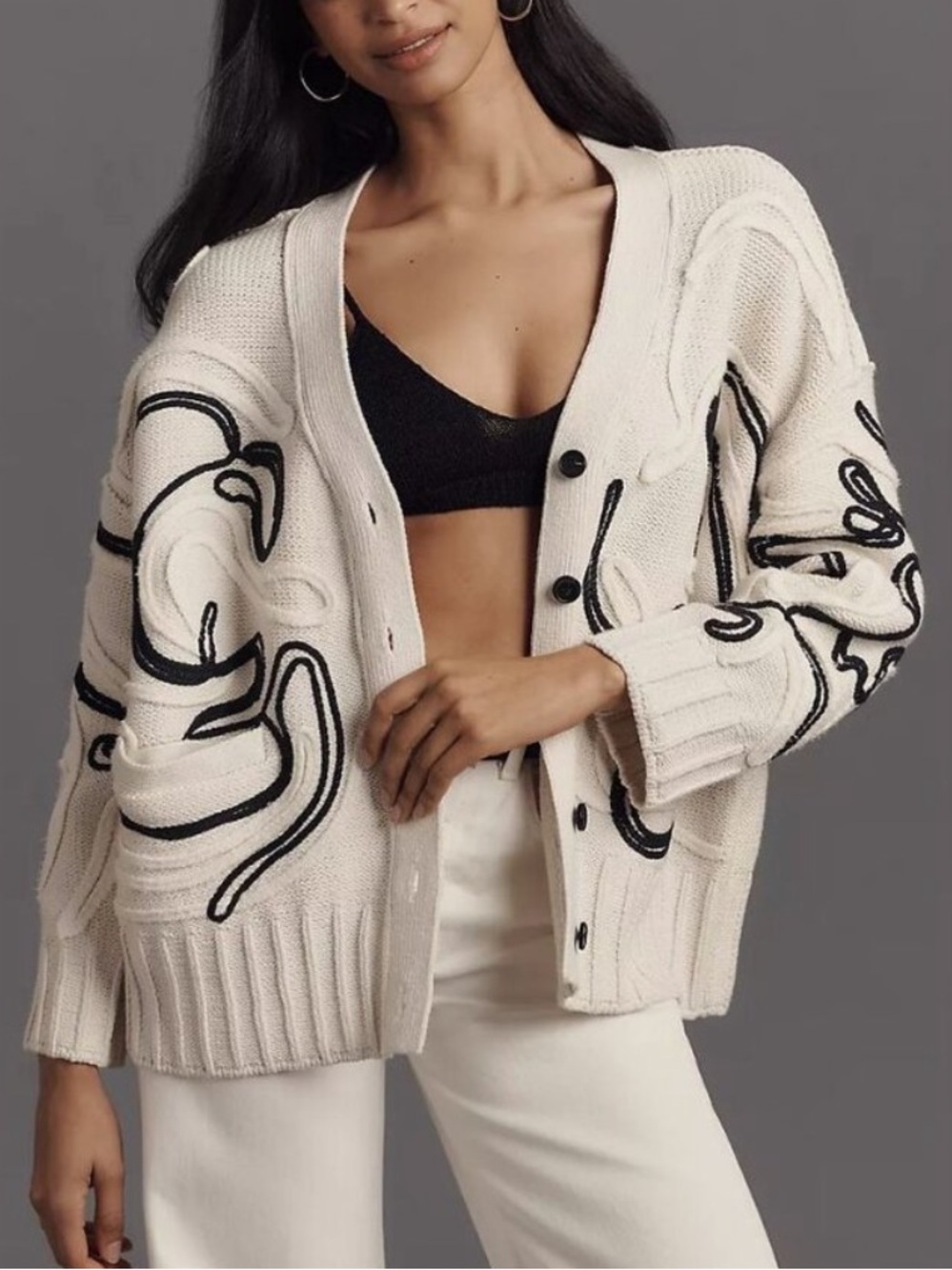 Pilcro Oversized Embroidered Cardigan Sweater Anthropologie Women Size 1X